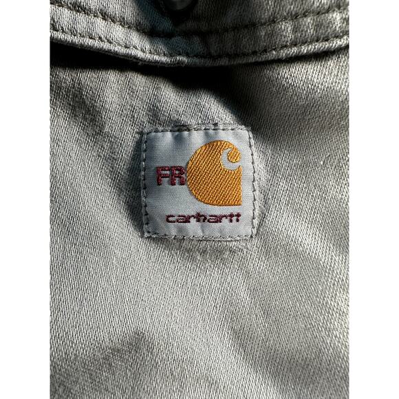 Carhartt FR Shirt Mens Gray Long Sleeve Button FRS003 GRY Cat 2 Fire Resistant - Picture 3 of 10